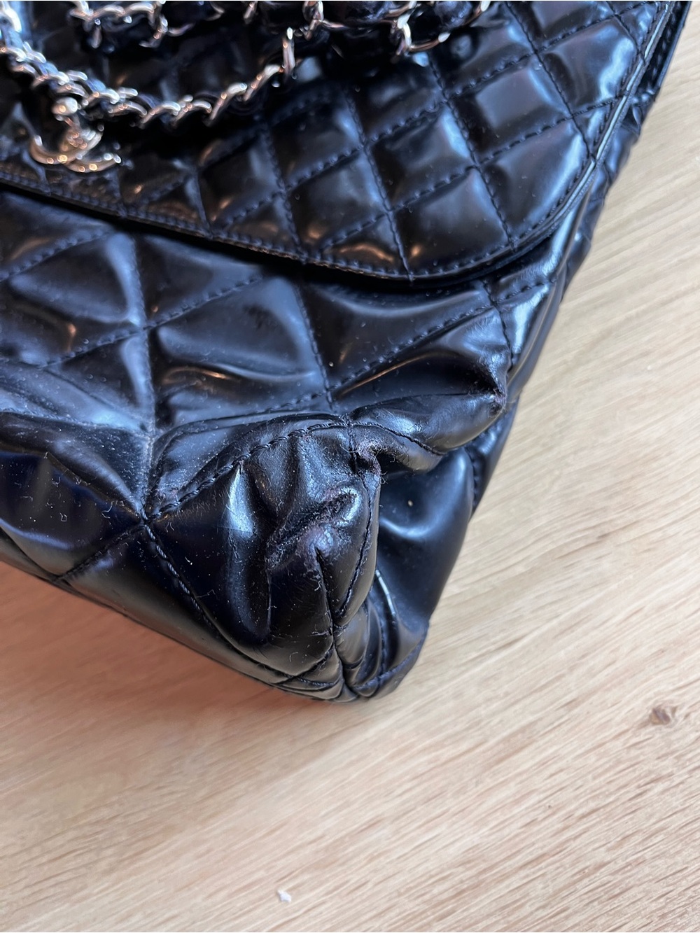 CHANEL Black Quilted Lambskin Flap Shoulder Bag with Silver Chain - Picture 3 of 7